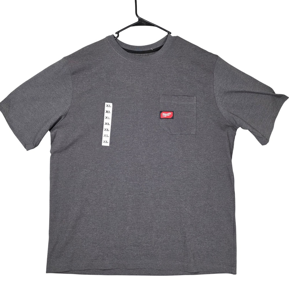 Milwaukee Pocket T-Shirt Mens XL Gray New Workwear Heavy Duty Short Sleeve